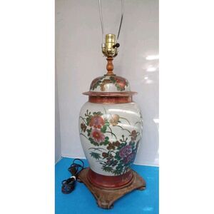 Vintage Floral Ginger‎ Jar Lamp Asian Style Table Lamp Bedside Accent Decor
